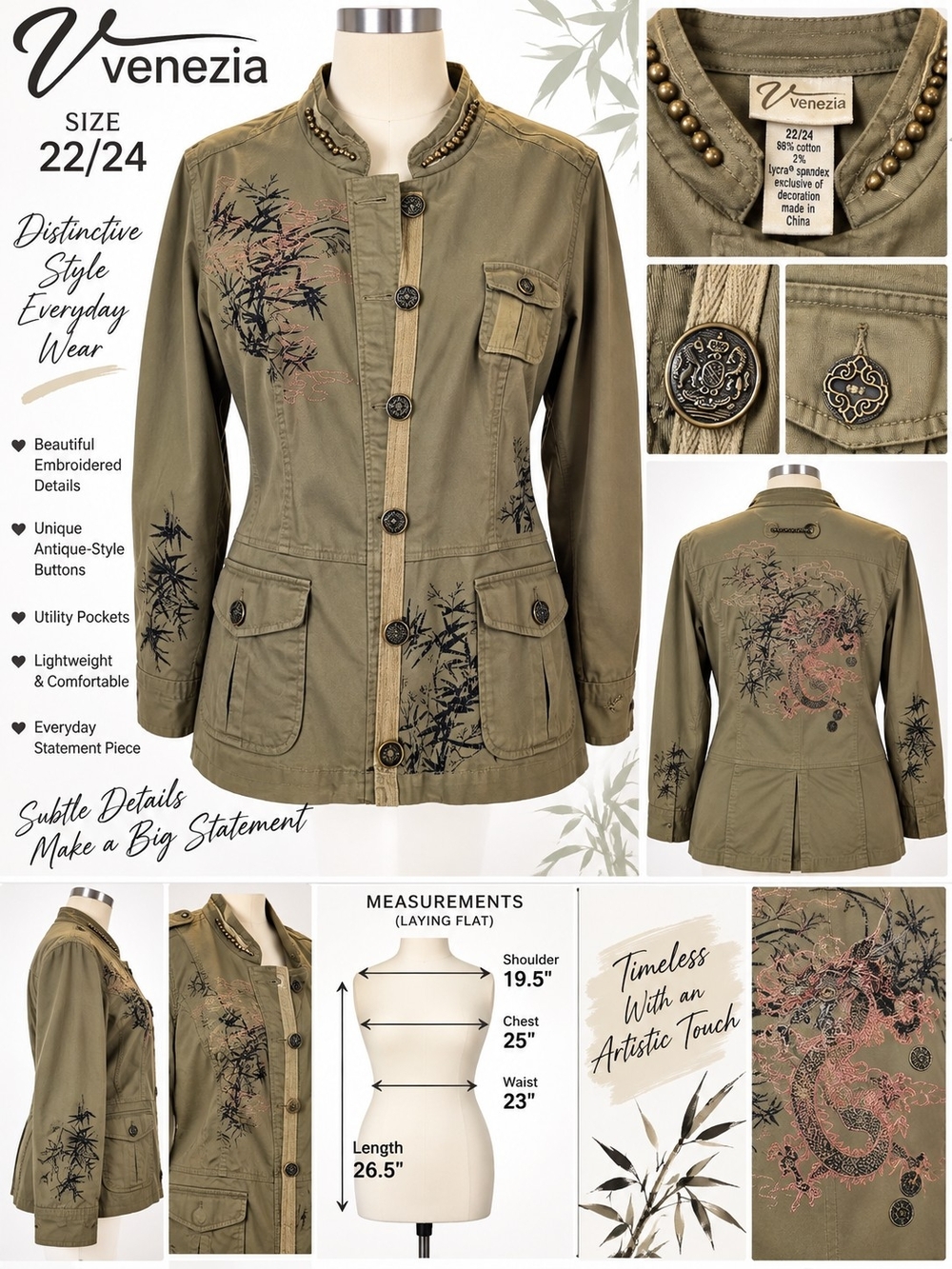 Venezia Women’s Embroidered Jacket — Size 22/24